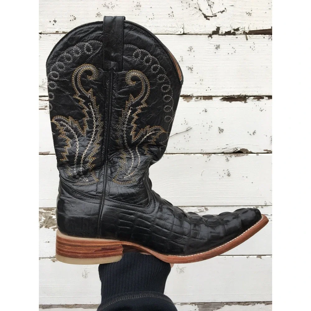 Men's Dario's Cowboy Boots Size 26.5 Black Leather